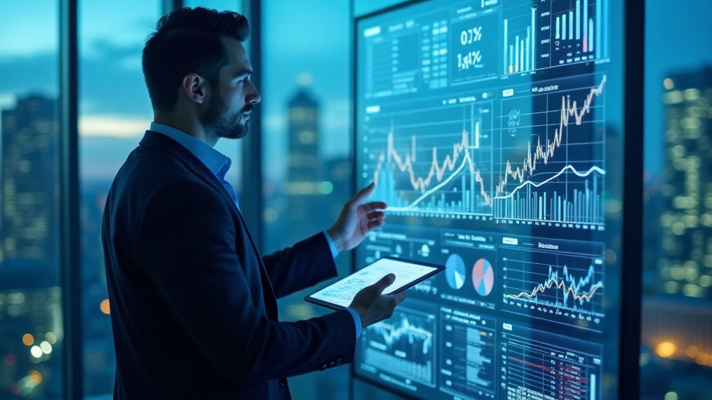 Image showcasing a successful entrepreneur managing the business' finances through financial forecasting